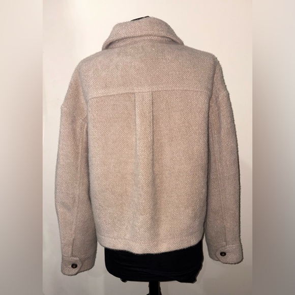 Greylin Anthropology Sz Medium Knit Beige Shirt Jacket Pockets Front Button - Picture 7 of 14